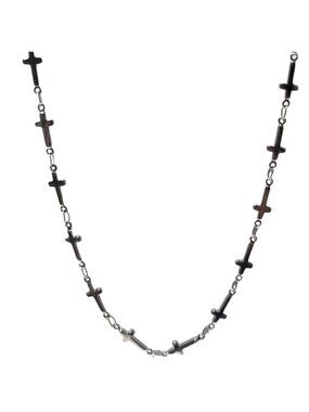 Religious Cross Station Link Necklace Silver Tone Christian Devotional Jewelry